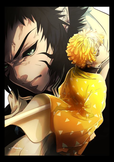 安康マイさんがTwitterに投稿した獪岳(鬼滅の刃)のイラスト。