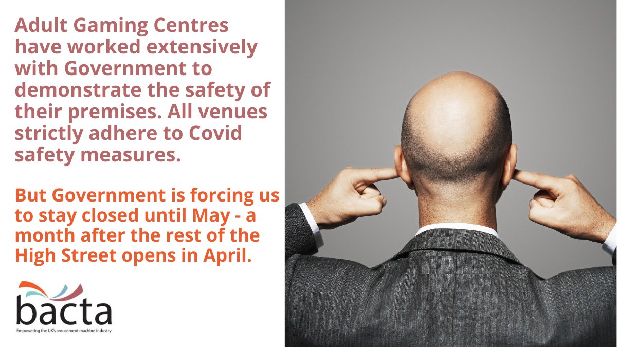 AGCs have worked extensively with Government to demonstrate the safety of their premises. All venues strictly adhere to Covid safety measures.

We’re safe and ready to open. Will you listen <a href="/BorisJohnson/">Boris Johnson</a>?