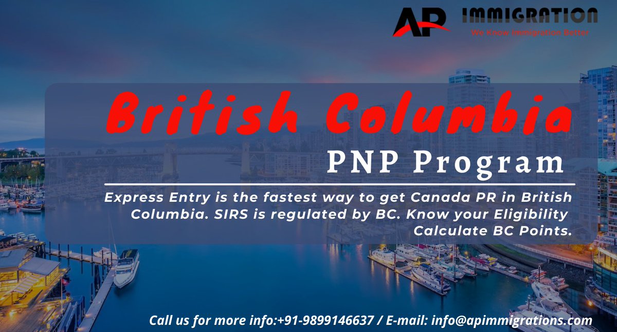 ApImmigrations's tweet image. BC PNP Points Calculator 2021- SIRS is regulated by the British Columbia Provincial Nominee Program. Calculate your SIRS points before applying to BC PNP. Express Entry BC is the fastest way to get Canada PR residence in British Columbia. read more- bit.ly/3l5LXIh
#SIRS