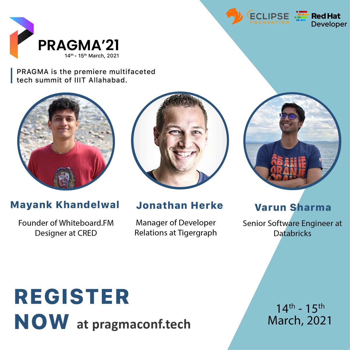 IIITAPragma's tweet photo. #Pragma is back hosting an exciting lineup of the industry's finest #technocrats. Pragma'21 will be held virtually on 14th and 15th March 2021. 
The registrations are open, register now at  
https://t.co/PHazf99s3Z

#APK21 https://t.co/DAIuXY8zbJ