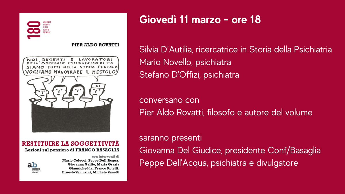 Cosa significa restituire la soggettività ai malati ai tempi del Covid?

Partendo dal libro "Restituire la soggettività. Lezioni sul pensiero di Franco Basaglia” di Pier Aldo Rovatti, sarà questo il tema dell'appuntamento di #Pretesti

Si può seguire la diretta su FB di Copersamm