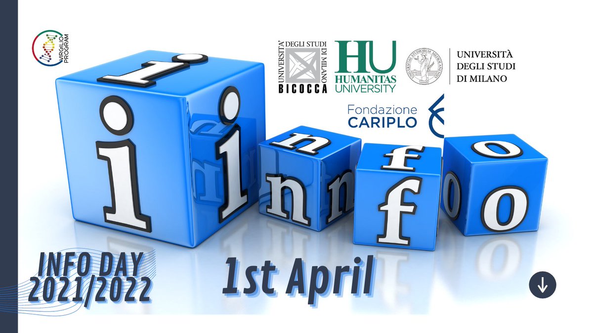 VirgilioProgram (@virgilioprogram) on Twitter photo 📣Virgilio Program Info Day.
The event is open to students enrolled in the 3rd year of the #Medicine and #Surgery Degree course at <a href="/unimib/">Università degli Studi di Milano-Bicocca</a>, <a href="/LaStatale/">Università degli Studi di Milano</a>, <a href="/HUNIMED/">Humanitas University</a> interested in innovative #biomedical #research training course.
Register at:
forms.gle/NFoSimQus7vgUn… 📣Virgilio Program Info Day.
The event is open to students enrolled in the 3rd year of the #Medicine and #Surgery Degree course at <a href="/unimib/">Università degli Studi di Milano-Bicocca</a>, <a href="/LaStatale/">Università degli Studi di Milano</a>, <a href="/HUNIMED/">Humanitas University</a> interested in innovative #biomedical #research training course.
Register at:
forms.gle/NFoSimQus7vgUn…