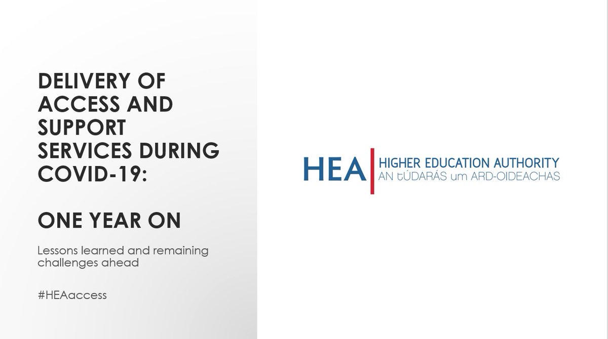"Access officers have had to reimagine the way they do their work for pre and post entry supports in an online learning environment" - <a href="/hea_irl/">HEA</a> Head of Access Policy Caitríona Ryan. #HEAaccess