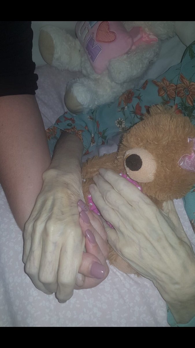 emmalou25's tweet photo. @Helen_Whately @BorisJohnson @MattHancock Here is a pic of me holding my mum’s hand finally after months of no visits or contact, sadly she had passed in this pic and I was too late to be with her so thanks for all the lost time I had with her https://t.co/zwc4J4zst0