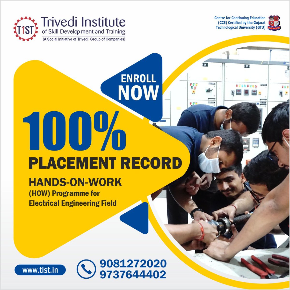 TIST_Trivedi's tweet photo. Dear Engineering students, Are you job ready?
Enhance your skills with HANDS ON WORK program,
On line 50+ module
Gtu certification
100% PLACEMENT RECORD
ENROLL NOW
https://t.co/atnSJdLKcu
https://t.co/EcCqYPToDE

#electrical #electrician #engineering #electricalengineering https://t.co/5Zz9XHdWaF