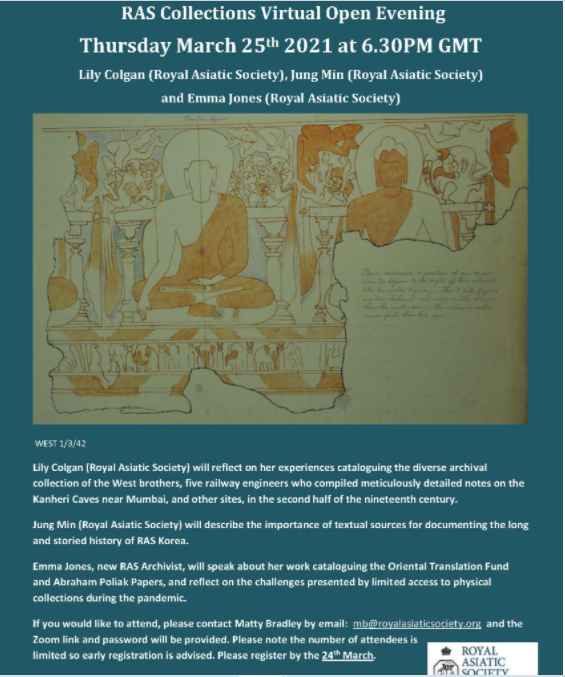 RAS_Soc's tweet photo. We are excited to announce that our second virtual collections evening will be held on Thursday 25th March at 6:30pm. With three speakers lined up, its not to be missed!
Email mb@royalasiaticsociety.org to attend!
#RASevents #RASCollections https://t.co/74nLi7L7jp