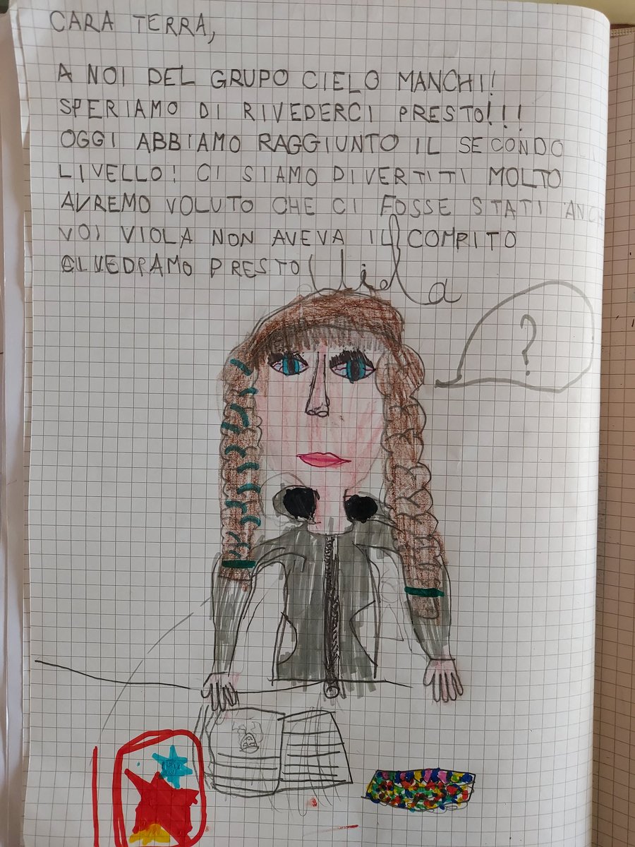 MissWallace's tweet photo. I bambini di #scuolaradice sono stati divisi in due gruppi: cielo e terra. Senza un gruppo non ha senso l'esistenza dell'altro. È così chiaro a dei bambini di 7 anni, perché non lo è al #governo? #apriamolescuole così magari eliminiamo anche qualche errore 😊 #scuola https://t.co/NTg1axa80P