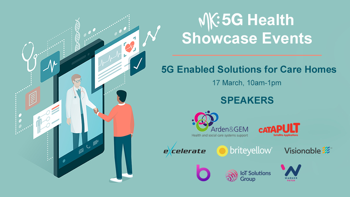 SatAppsCatapult's tweet photo. On Wed 17th March hear from @ardengem @ExcelerateGroup @briteyellowltd @VisionableG @BridgitCare @SolnGroupIoT @WarnerPatch &amp; @SatAppsCatapult as they give an insight and understanding of the 5G enabled solutions available for care homes. Register here - https://t.co/agJr3ysPNb https://t.co/eWeEOfuWak
