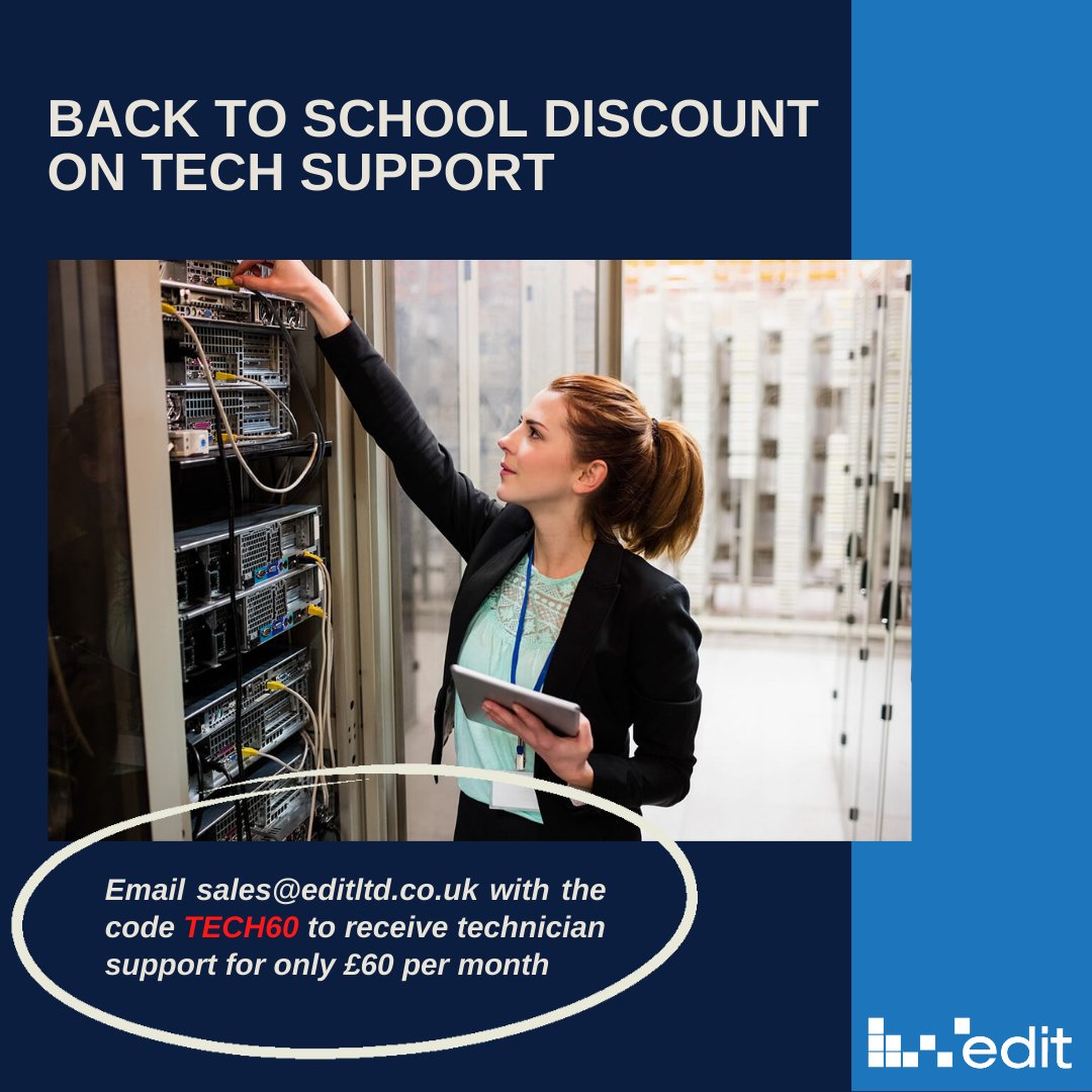 Edit_ltd's tweet image. Are you a #school based in the #WestMidlands who are looking for #TechnicianSupport? 

We are now offering #tech #Support for ONLY £60 per month! Don&apos;t miss out on this #limited time offer..get in touch today! 

#Education #ManagedSupport #Technician #Support #schools