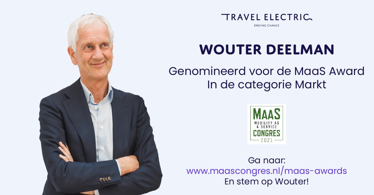 🏆  And the winner is….  Onze CEO, Wouter Deelman, is genomineerd voor de MaaS Award in de categorie Markt.
Ga naar: bit.ly/30vxIDl en stem op Wouter!

#maasaward #maas #drivingchange #travelelectric #maascongres #stemmen