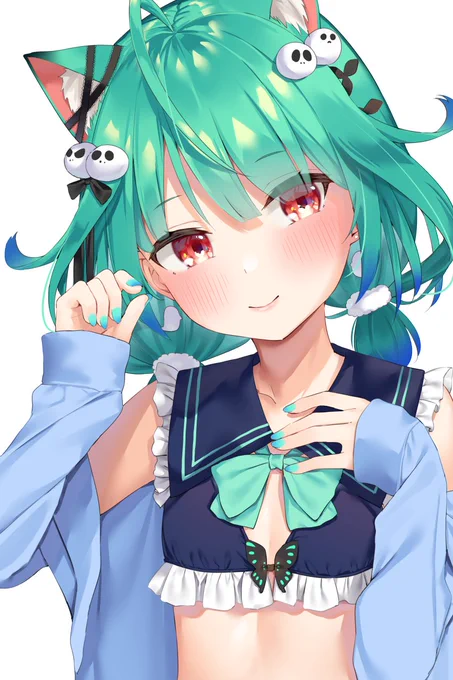 セーラー水着パーカーネコ耳しっぽメガネ
とメガネなし
#絵クロマンサー 