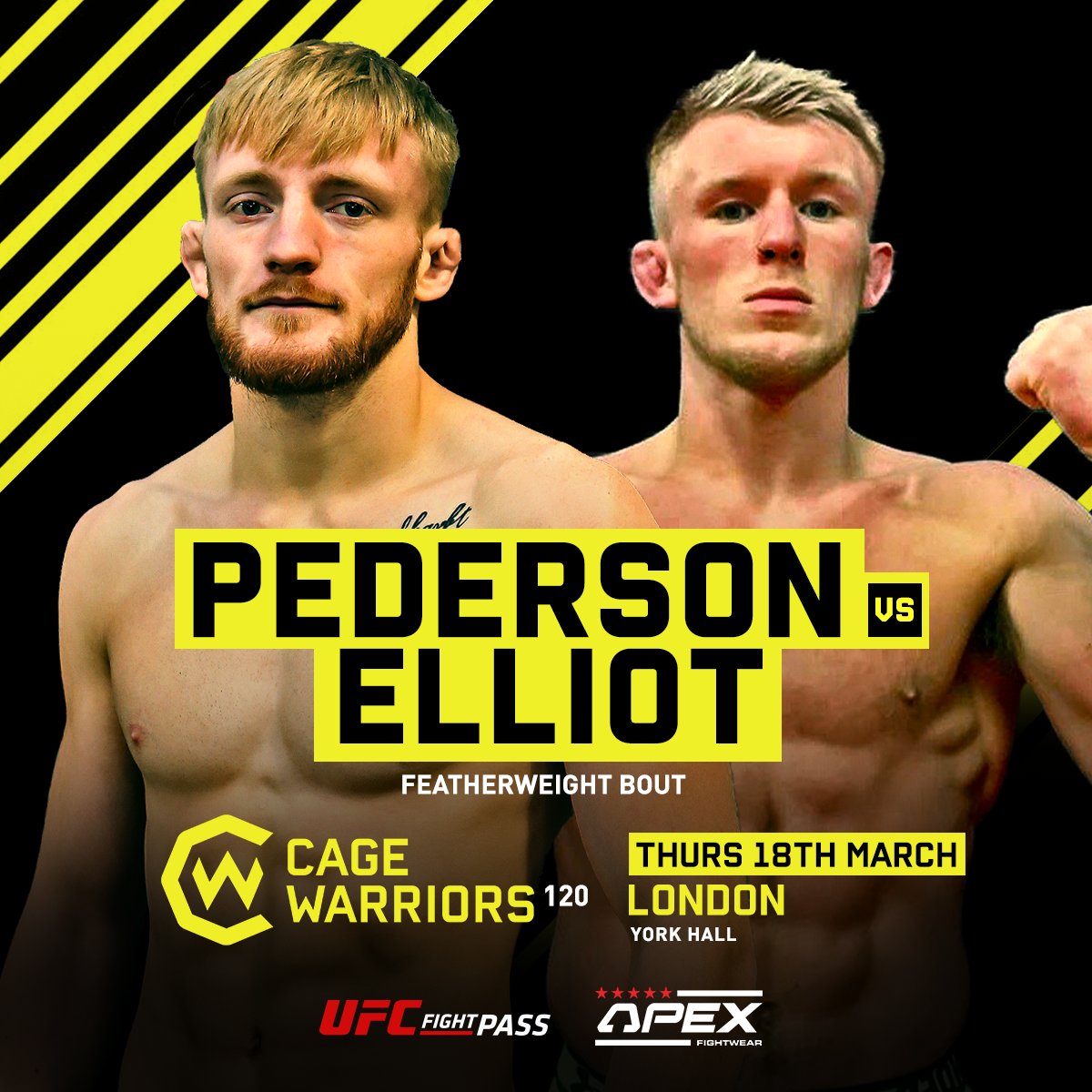 CageWarriors's tweet photo. MORE #CW120 fights 🤩

👊Coner Hignett vs. Leigh Mitchell
👊Scott Pedersen vs. Matthew Elliott 

#CW120 // March 18th // #THETRILOGY https://t.co/vyOZw8kezK
