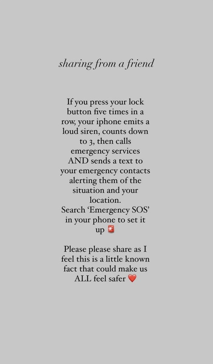 MissYoung_PE's tweet photo. If you have heard about Sarah in the news, she was only just walking home.

Please put this setting on your phone, it’s another barrier to help keep you safe. Especially if you’re out late at night. 

#saraheverand https://t.co/Z9QtnS6781