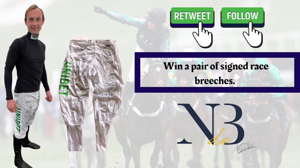 Ahead of the #CheltenhamFestival next week, I have a pair of breeches to giveaway. They were signed by myself and the weighing room at Ludlow last week. 

To win:

𝗥𝗧: This Post
𝗙𝗼𝗹𝗹𝗼𝘄: <a href="/NdeBoinville/">Nico de Boinville</a>

1 winner will be pick at random &amp; announced on Gold Cup Day, 19/03/21