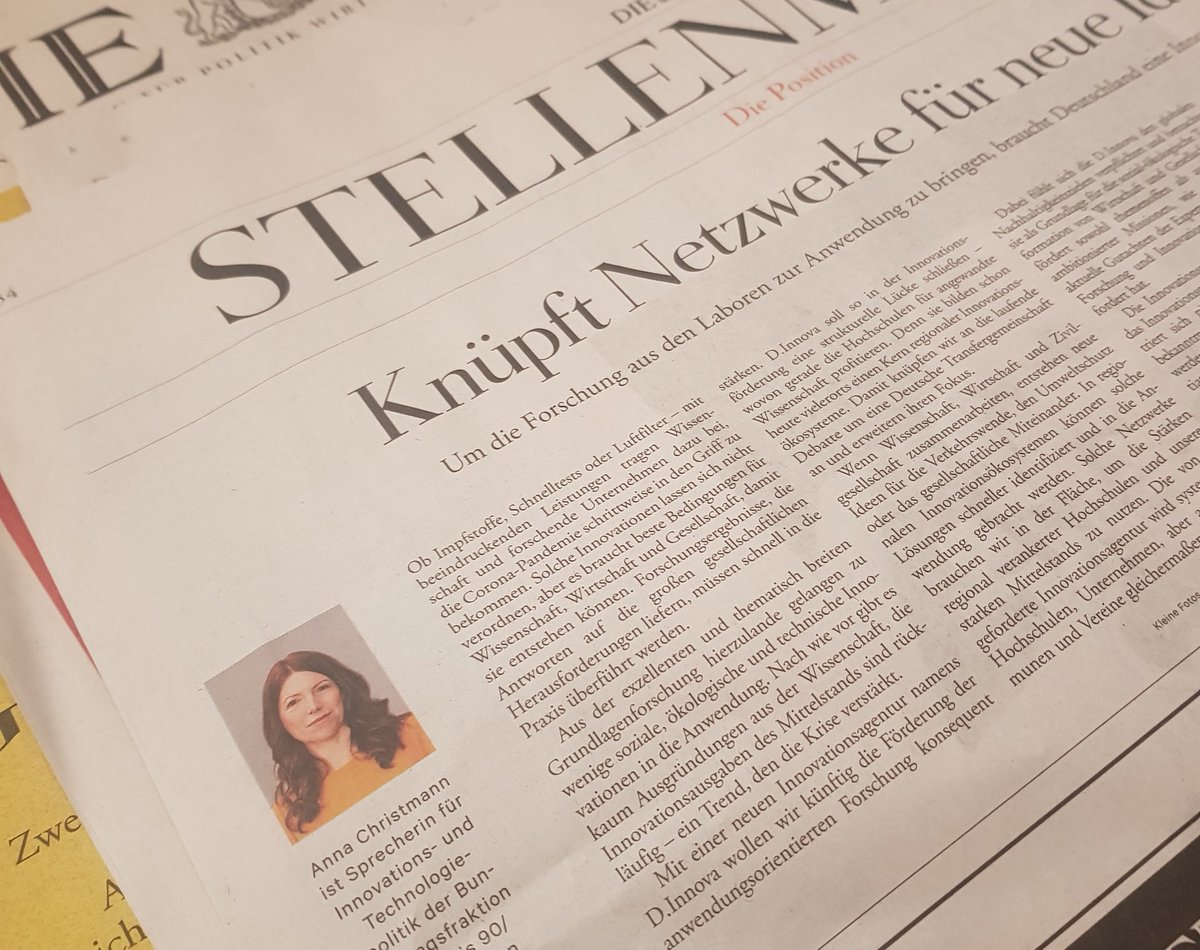 annachristmann's tweet photo. Für neue Ideen brauchen wir eine neue Innovationsagentur #DInnova - das schlagen @KaiGehring und ich heute in @DIEZEIT vor. Sie soll #Innovationsökosysteme entlang #SDGs fördern. Hier das Konzept zusammen mit @MurielHelbig und Hans-Henning von Grünberg:
https://t.co/RfOoTxNUHZ https://t.co/1tG9KKFmi8