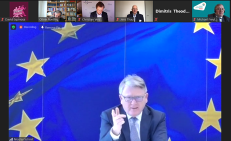 EuroCommerce's tweet photo. Good discussions today on capacity-building and the action plan for the #European pillar of #social rights with @NicolasSchmitEU and social partners in the services sector: @UNI_Europa, @WECeurope, @_EFCI_, @EBFeu, #Coess https://t.co/FZwFJs3vpQ