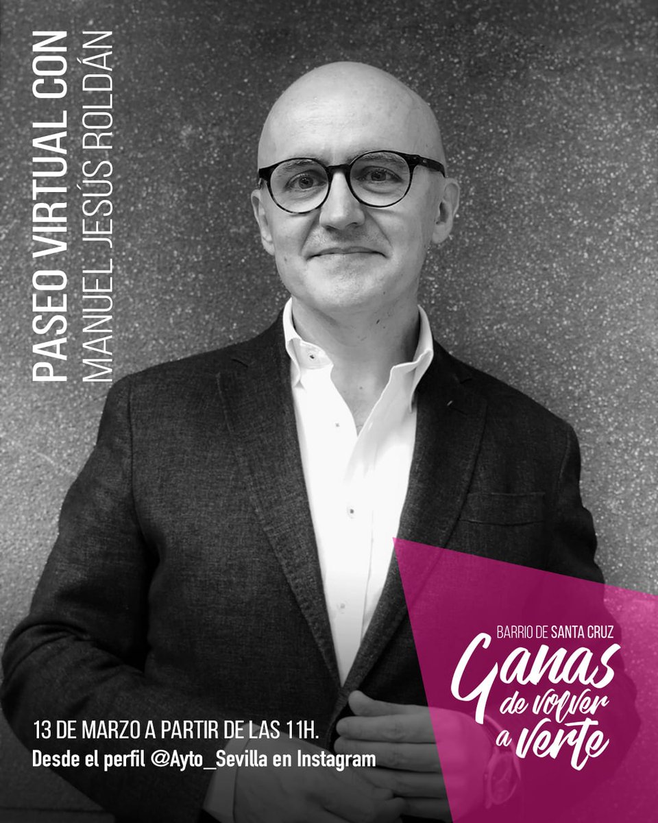 Ayto_Sevilla's tweet photo. 🎥 Atentos ▶️ HOY a las 11:00, tienes una cita 'virtual' con @manuroldansal en los directos de Instagram 🤳🏻 https://t.co/4Q67Qx7QUe
🚶🏻♂️ Daremos un paseo por #MateosGago para conocer historia, patrimonio, tradiciones y esencia del #BarriodeSantaCruz.
#GanasdeVolveraVerte🥰 https://t.co/8cI10u2diG