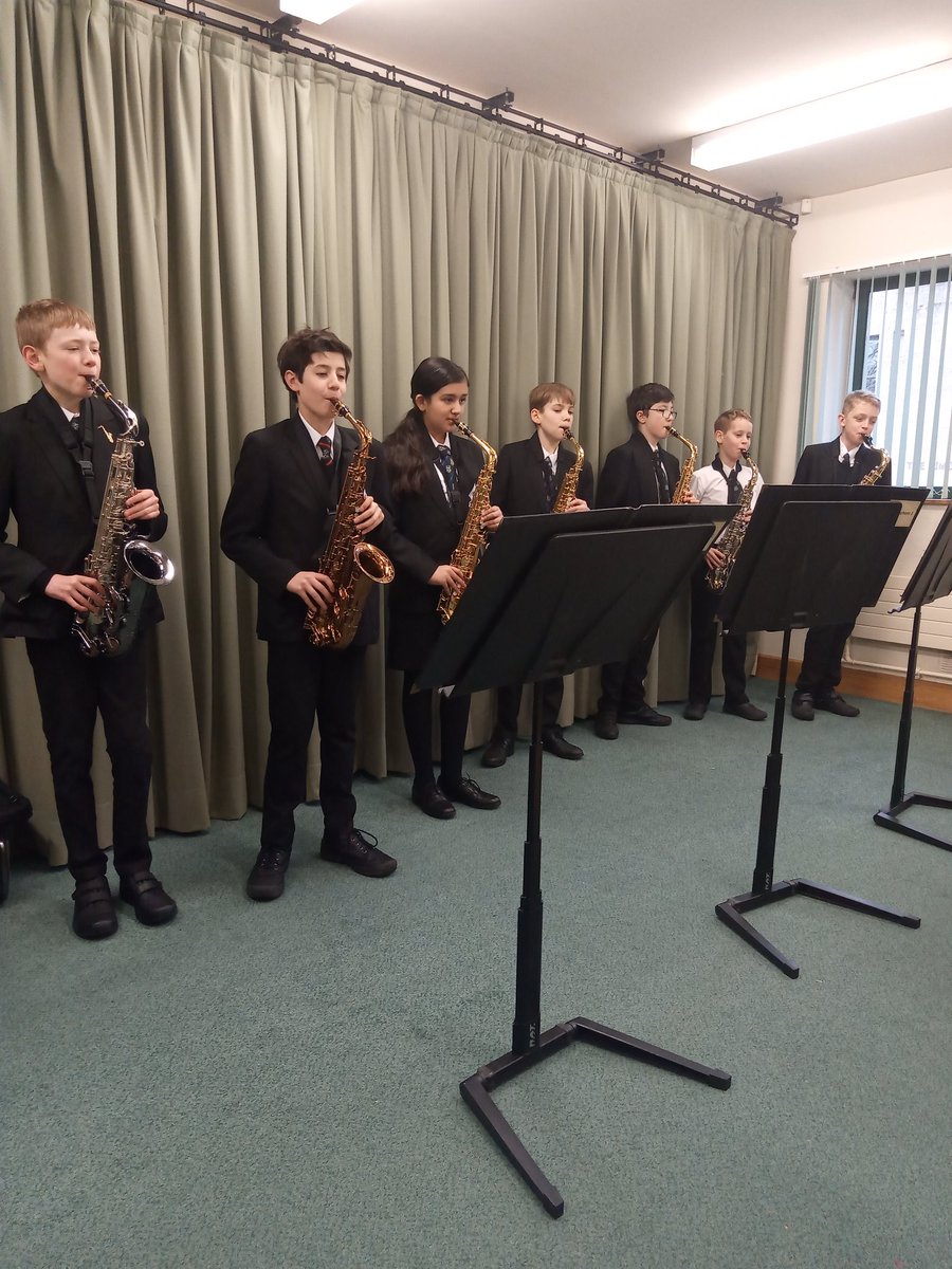 Year 7 saxophone ensemble having their first rehearsal together!