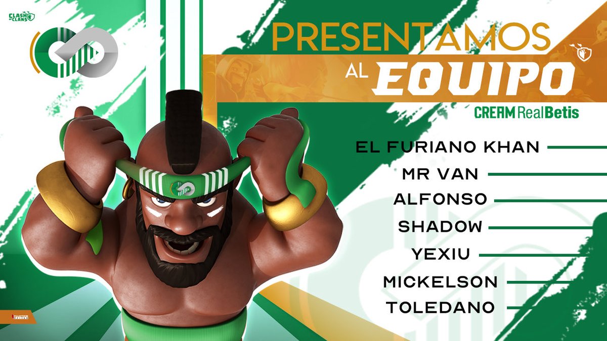 #BTSCOC | Aquí presentamos el segundo equipo que nos representará en todos los clasificatorios 🙌🏻🤍💚🤍💚

🟢 <a href="/khan_CoC/">Khan💚⚽️</a>
🟢 <a href="/Yexiu_1/">• Ye Xiu •</a> 
🟢 <a href="/shadowopi/">shadow</a> 
🟢 <a href="/Alfons0C/">Alfonso</a> 
🟢 <a href="/Van_24_/">Владимир Подгорбунских</a> 
🟢 <a href="/toleCream/">Sr Toledano</a> 
🟢 <a href="/Mickelson00/">Mickelson</a>

#UnaPasionLlamadaBetis 💚
