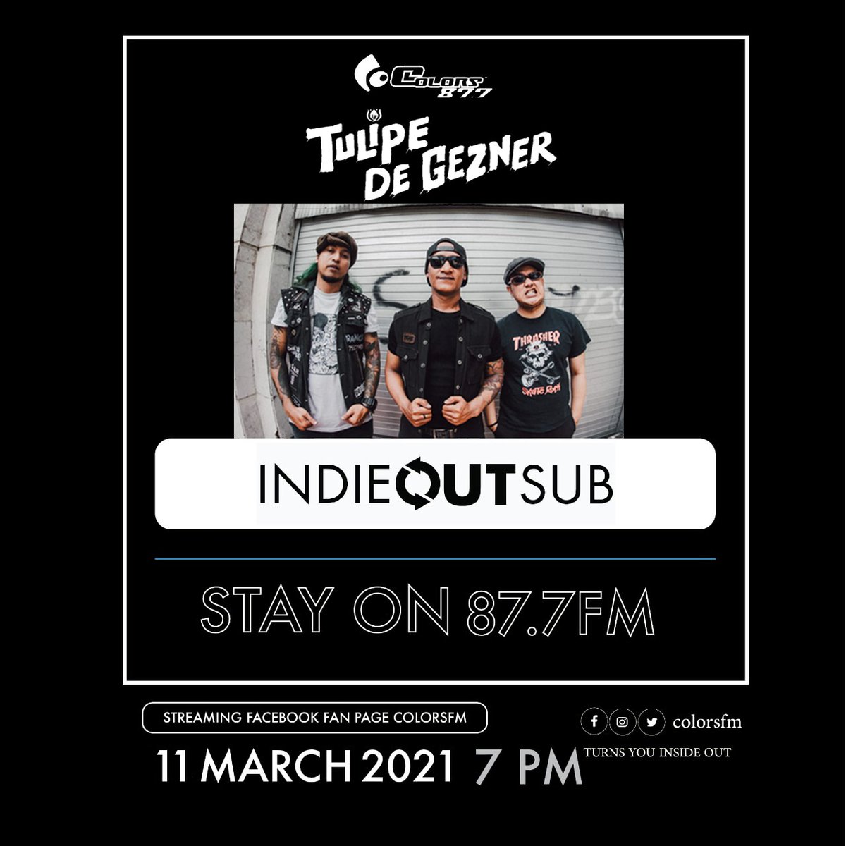 Colorsfm's tweet photo. IndieOutSub malam ini bersama @Tulipedegezner ..tune in 87.7 ato live streaming facebook dan live ig.
#indieoutsub #punk #band #indie #punkrock #music #surabaya https://t.co/ZOr4hRKSo2