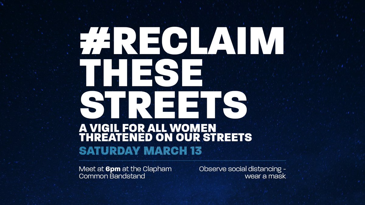 Our community has been shaken to the core by what happened to Sarah Everard.

Women should be able to live without the threat of violence, abuse, or harassment.

Let's stand together this weekend in solidarity #ReclaimTheseStreets 
fb.me/e/3p2AbWIcz