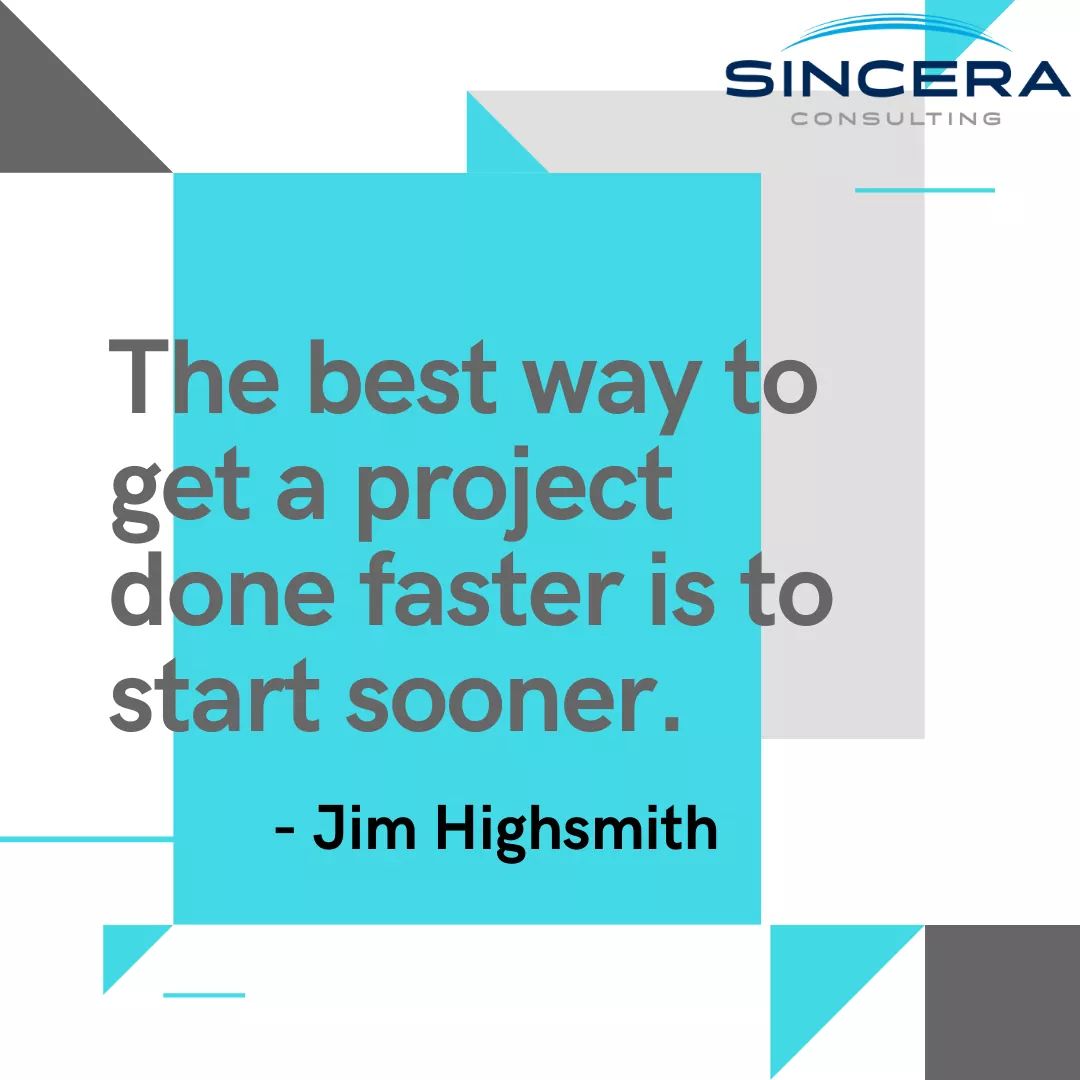 Delivering projects on time is a challenge for any organization.

The best way to get a project done faster is to start sooner.

— Jim Highsmith

#SoftwareProjects #SoftwareProjectManagement #Programming #Coding #SoftwareEngineering #SoftwareProgramming #SoftwareDevelopment