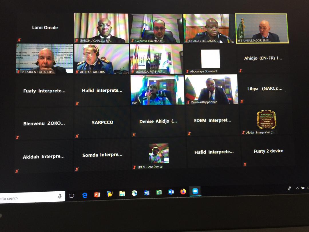 AFRIPOL concluded its 8th Meeting of Steering Committee. It was attended by the members: Algeria, Uganda, Nigeria, CAR, Zambia, CAPCCO, EAPCCO, SARPCCO, WAPCCO, NARC, AU commissioner for Peace and Security and AFRIPOL Executive Director.
