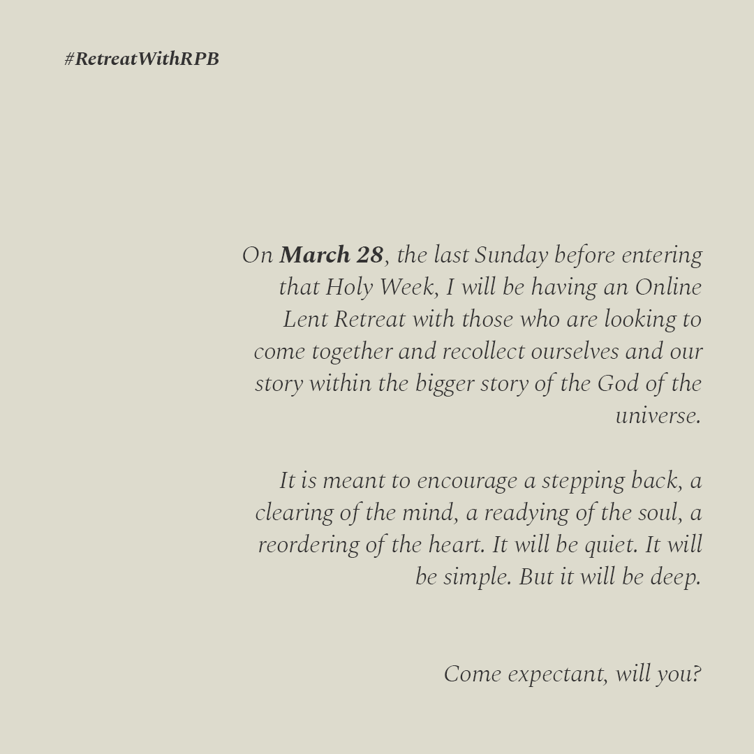 Here we go. ⛅️ Something new, but something I've always wanted to do. #RetreatWithRPB

RSVP LINK: tinyurl.com/hn9rpd8w