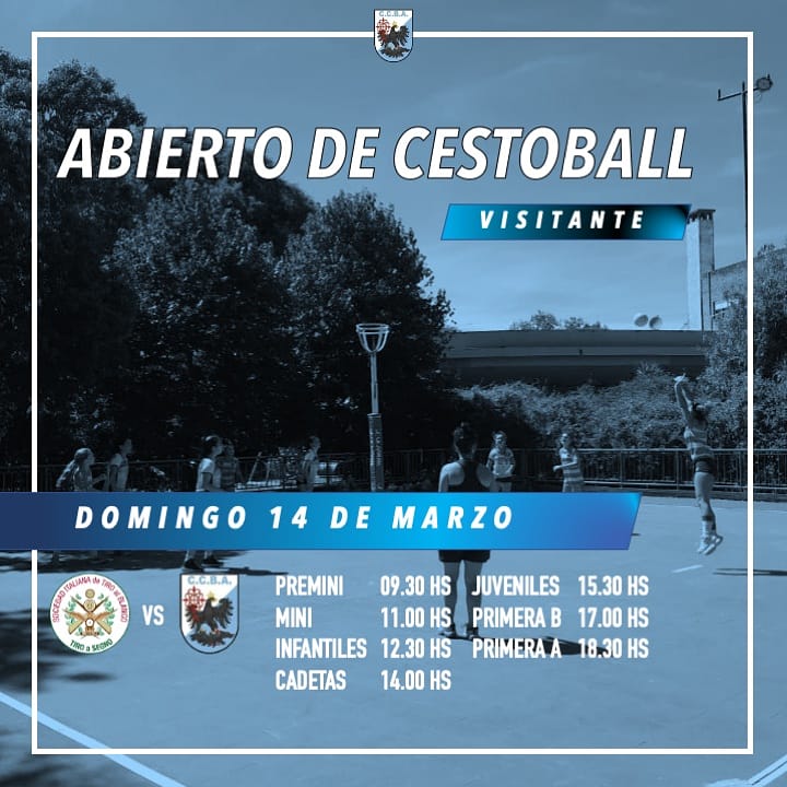 CESTOBALL

Abierto de Cestoball 

Continúan los encuentros preparatorios de nuestros equipos.

En las imágenes adjuntas, compartimos el cronograma de partidos del próximo fin de semana.

#Cestoball 
#TodosSomosCestoball 
#ClubCiudad 
#Muni 
#CCBA 
#CCBACestoball 
#QLSDM
