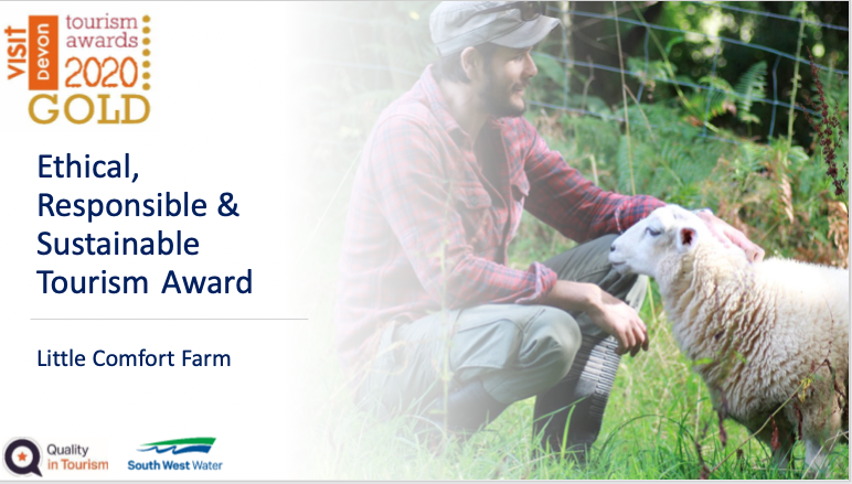 devontouraward's tweet photo. Congratulations #LittleComfortFarm in #Braunton Gold winners of the #Ethical Responsible &amp; Sustainable Tourism Award sponsored by @SouthWestWater #DevonTA https://t.co/dxe14H9Jsa