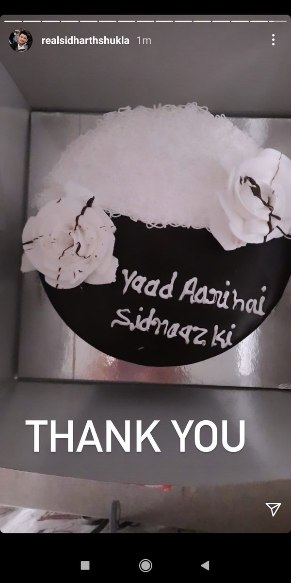 Chalo finally mera cake bhi pahunch gaya. 

<a href="/drsurabhic/">Surabhi Rawat ❤</a> this was the one I told you yday.

Much love <a href="/sidharth_shukla/">Sidharth Shukla</a> <a href="/ishehnaaz_gill/">Shehnaaz Gill</a> 

Thanks for posting it #SidharthShukIa 

#SidNaaz ❤🥰