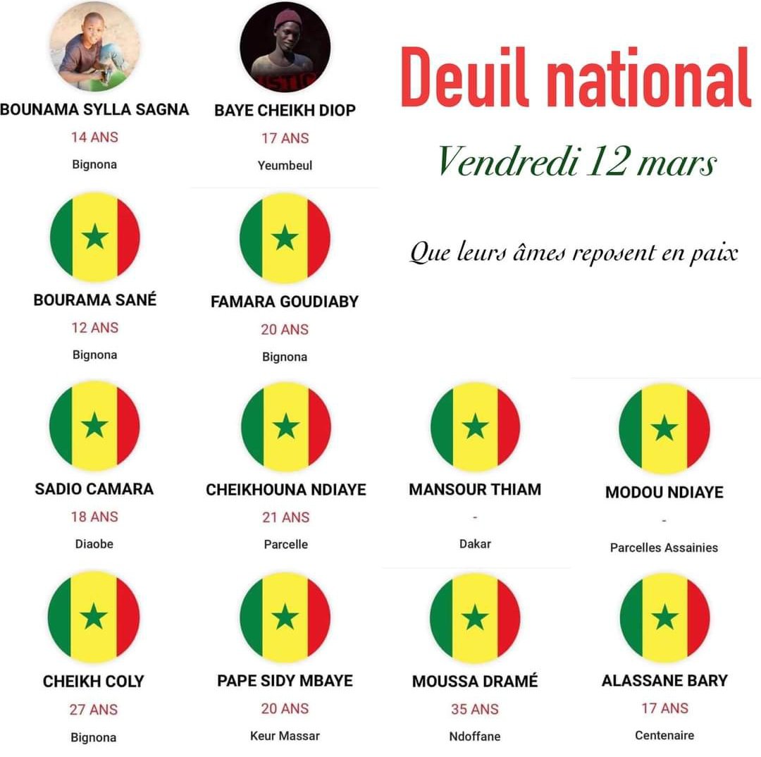 Djiby Ndiaye Serere S Tweet Freesenegal Vendredi 12 Mars Deuil National Reposez En Paix Chers Martyres Kebetu Senegal Dakar Snresistance Whatshappeninginsenegal Trendsmap