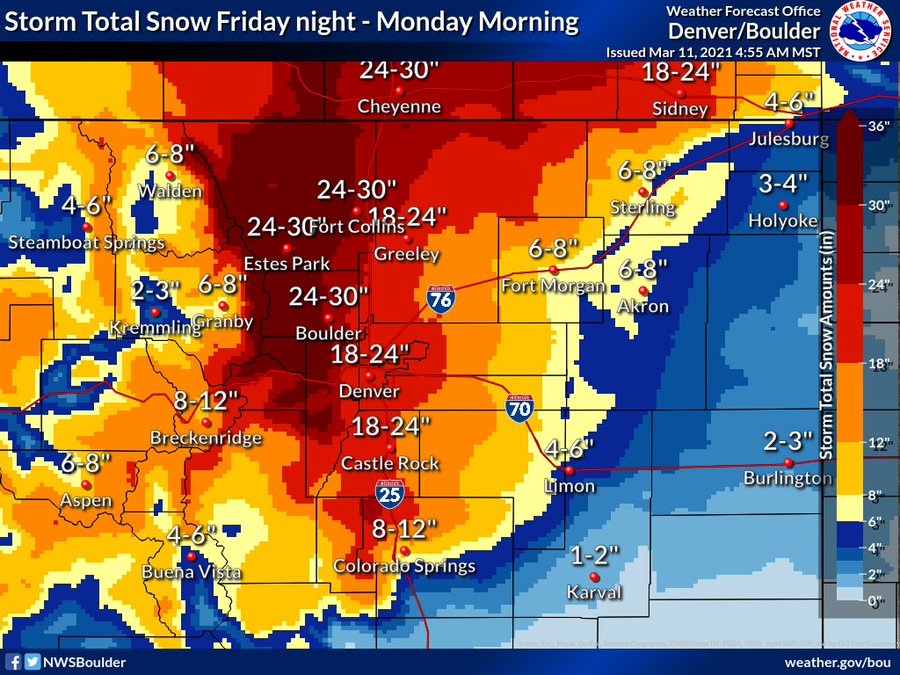 Snow Forecast Totals Map Snow Forecast: Potentially Historic Snowfall For Wyoming, Nebraska And  Colorado, Inluding Denver - Cnn