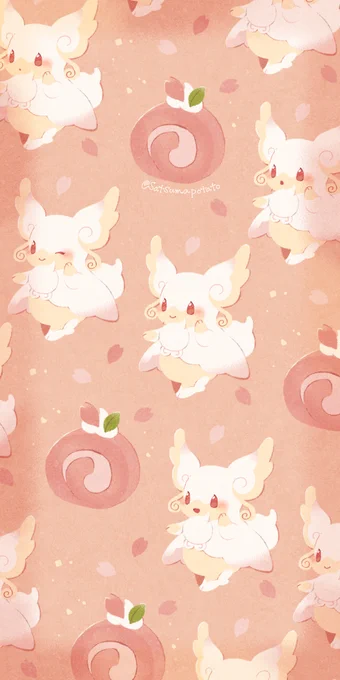 #春色ポケモン 
タグ参加させて頂きます!メガタブンネちゃんと桜ロールケーキ?メガタブンネちゃんの天使のようなデザインがかわいすぎて大好き 