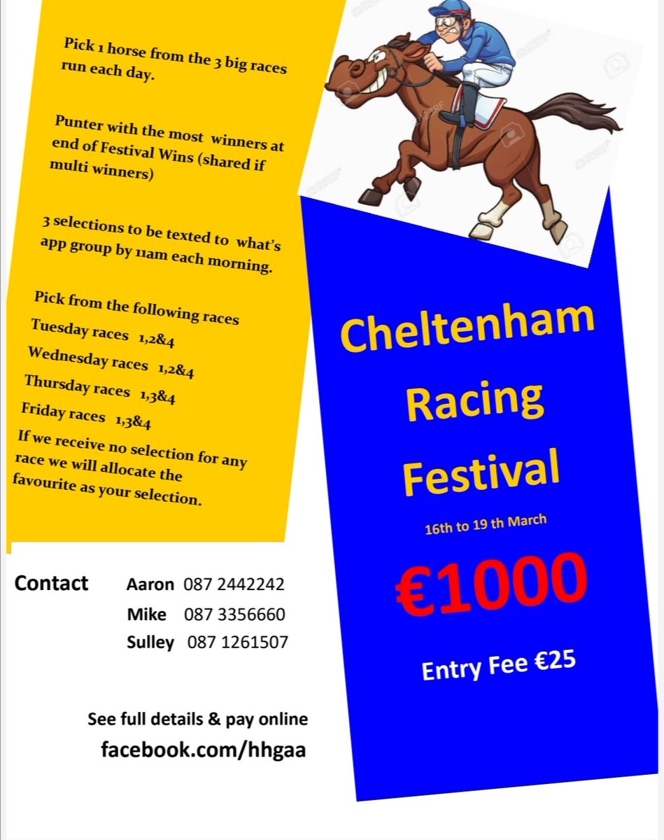Hospital Herbertstown GAA Club are running this event to make next week's racing festival a little more interesting why not challenge your friends and family to pick a winner klubfunder.com/Clubs/Hospital…