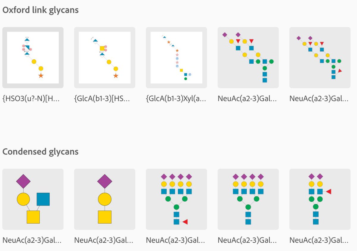 If anyone out there is doing glyco work with Illustrator, I have something for you! It’s a library of glycans for dropping into whatever you’re working on, as well as the SNFG colour palette. If you follow the lib, you can get updates as I make them!

shared-assets.adobe.com/link/c775cc23-…