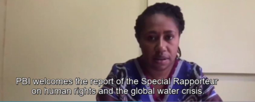 PBIcanada's tweet photo. Ribka Kenelak spoke at the UN Human Rights Council yesterday noting PBI's concerns about the impacts of large-scale infrastructure, contamination, sugar farms, dams and energy megaprojects on the human right to water. More on this at https://t.co/7KHvF6mYSX #HRTWS #PBIaccompanies https://t.co/R2CpdZYih8