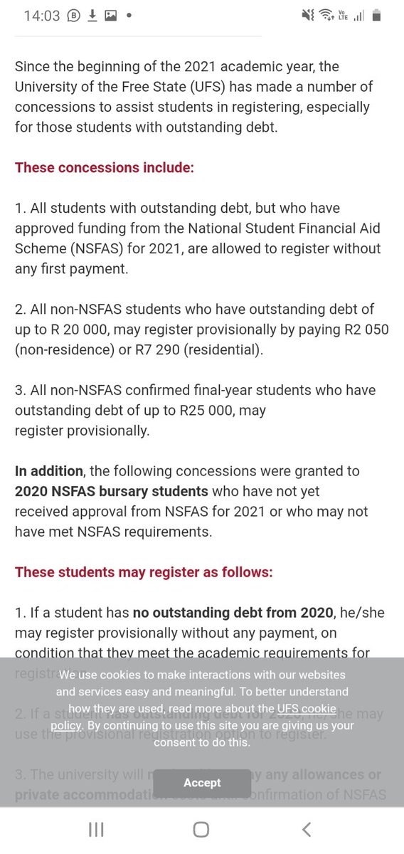 Check this. UFS Student. The UFS has implemented several measures related to financial support to students and the academic programme. Info: ufs.ac.za/academicupdate