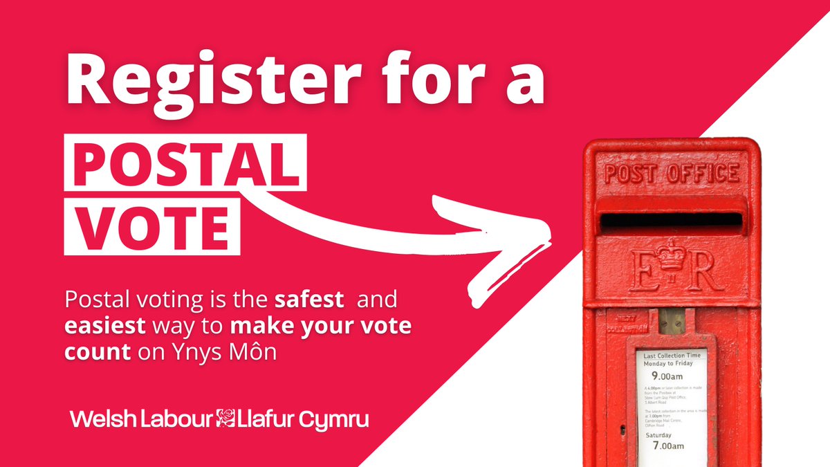 If you're you're young, If you've moved, if you're a foreign national living in Wales, if you're not sure you have a vote... use this link to register. Then contact your council if you want to vote early by post. gov.uk/register-to-vo… @LlafurIfancMon @Llafur_Arfon