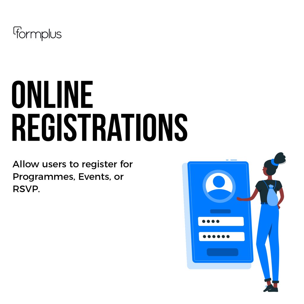 FormPlusApp's tweet photo. Online registration not only improves efficiencies and eliminates unnecessary paperwork, it also maximises participation and improves marketing capabilities. 👌

Get started 📍 https://t.co/QpUWrgZiTy

#formbuilder
#onlineregisteration
#onlineforms
#formplus https://t.co/WQxiItE2uA