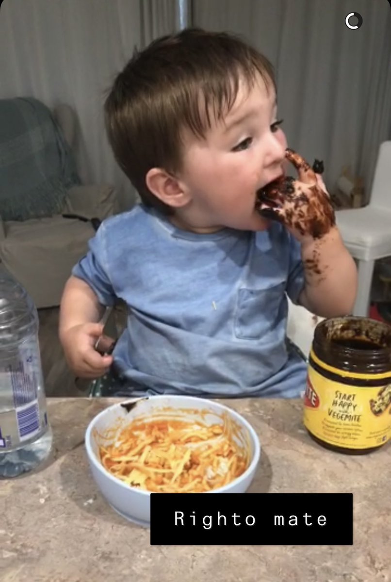 michlstan's tweet photo. Itโs official, my nephew is a psychopath. #happylittlevegemite #thatsnothowyoudoit @Vegemite https://t.co/zFn15zHb2s