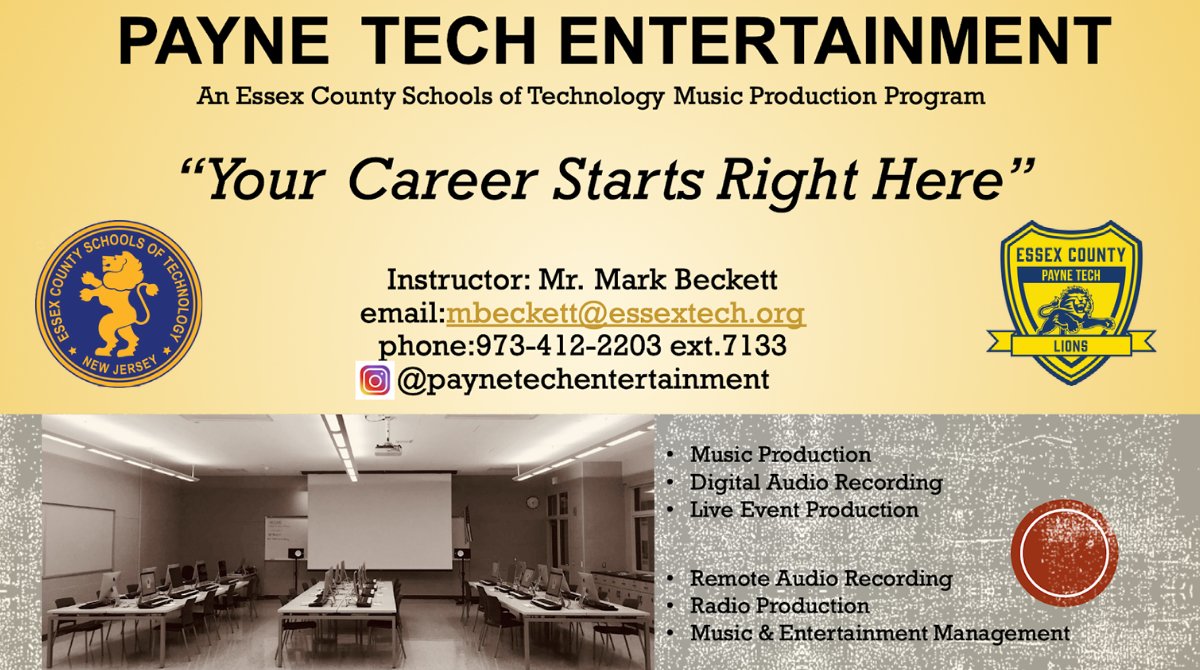 schools_essex's tweet photo. Check out our music production program at Payne Tech. For more information: https://t.co/LYbGY2Fo7E and be sure to follow their Insta: @paynetechentertainment! 🎵🎶🎺🎷🥁🎻#ECST @CareerTechNJ https://t.co/xJ9jZ4774W
