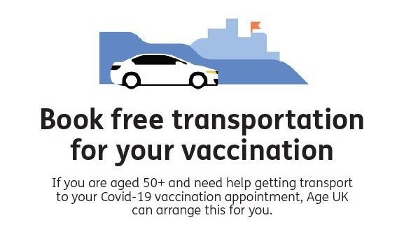 If you live in the areas covered by @AgeUK_HHB @AgeUKKandC @AgeUKEaling @AgeUKHF and need a lift to and from your booked #CovidVaccine appt, please get in touch with Amy, who can be contacted by email or phone ashallon@aukc.org.uk⁠ Call: 07497 188 221 between 10am-5pm, Mon-Fri