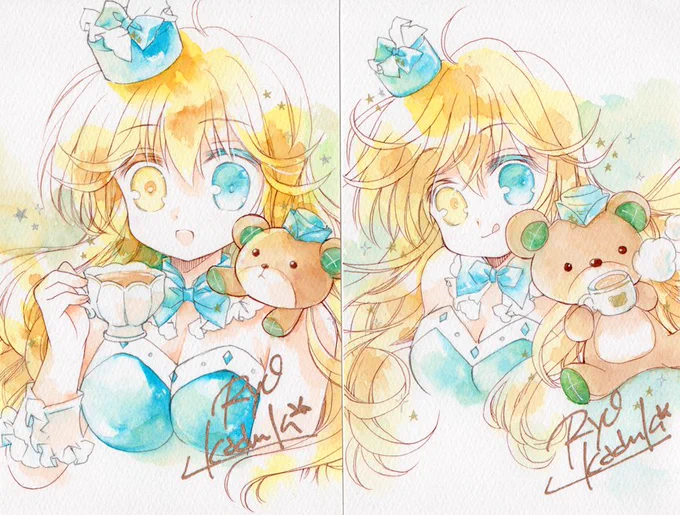 🌟BOOTHお礼絵
水彩でさっくり塗るの難しいデスネ…
#TH作業過程
#オリジナルイラスト 