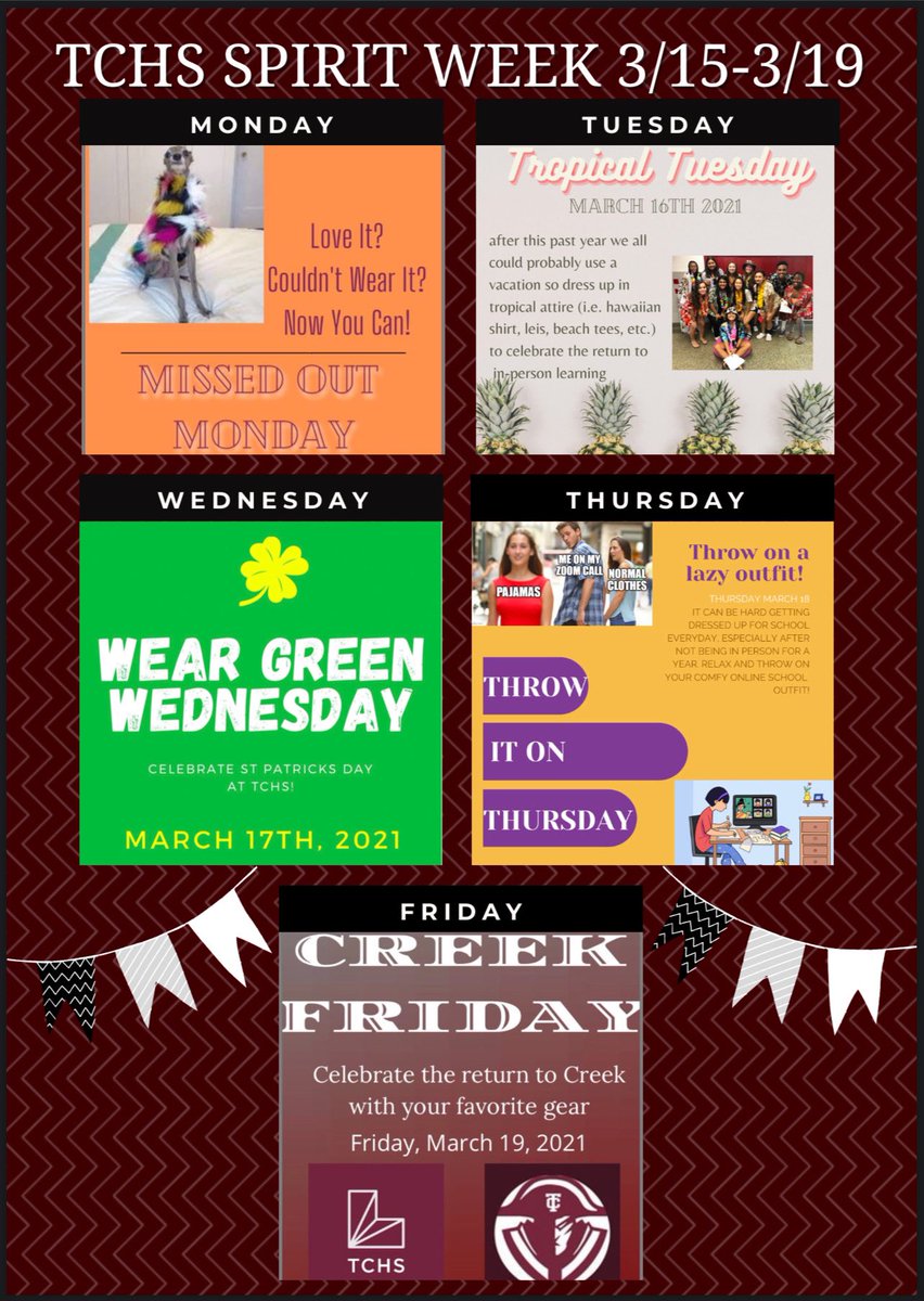 Next week is Lucky to Be Back Spirit Week! Join us for some dress up &amp; school spirit fun! #wearecreek #creeknation @drmills_TC <a href="/TCDORES1/">Tates Creek Athletics</a> @TCHSacademies