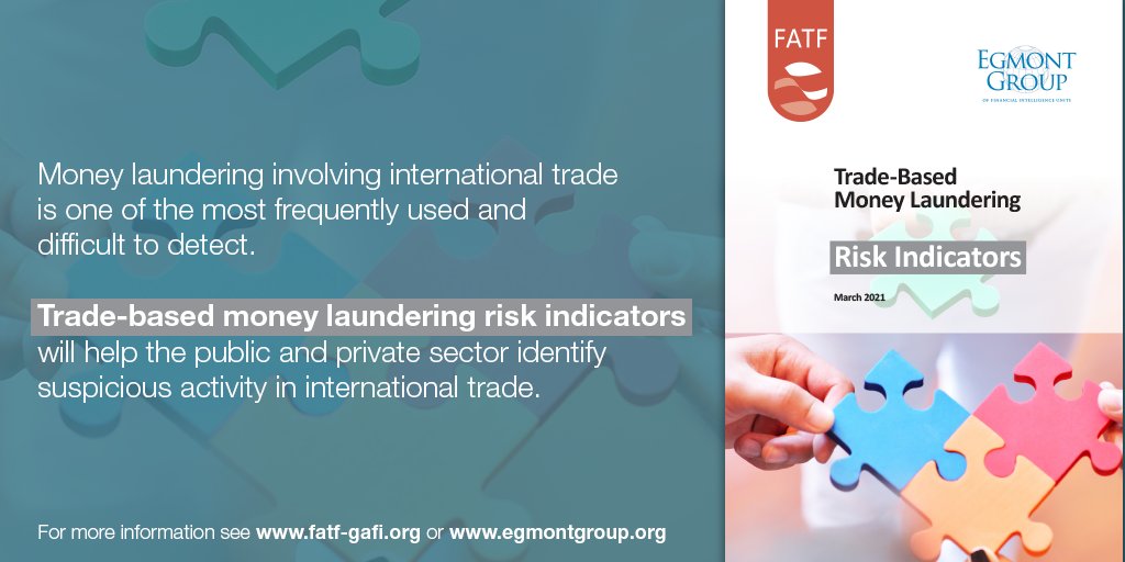 FATFNews's tweet photo. A new FATF/@EGFIU risk indicators report will help the public and private sectors identify suspicious activity that could suggest trade-based money laundering 
Download the report 👉https://t.co/VcEf8AiDO9
#Followthemoney #trade #moneylaundering #ml #FATF #Egmont https://t.co/xgHDPHxVIK