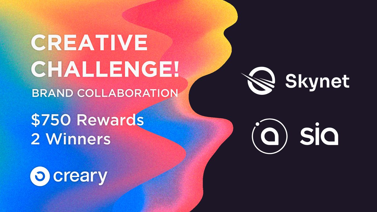 Crearynet's tweet image. 🎨  So happy to invite you to this creative challenge in collaboration with the Skynet team and @SiaTechHQ  

Publish on Creary a graphic that represents the #Skynet hackathon!

$750 prizes in $SC

🎁1 Skynet team pick
🎁1 Community winner

[+] info: 

creary.net/skynet/@creary…