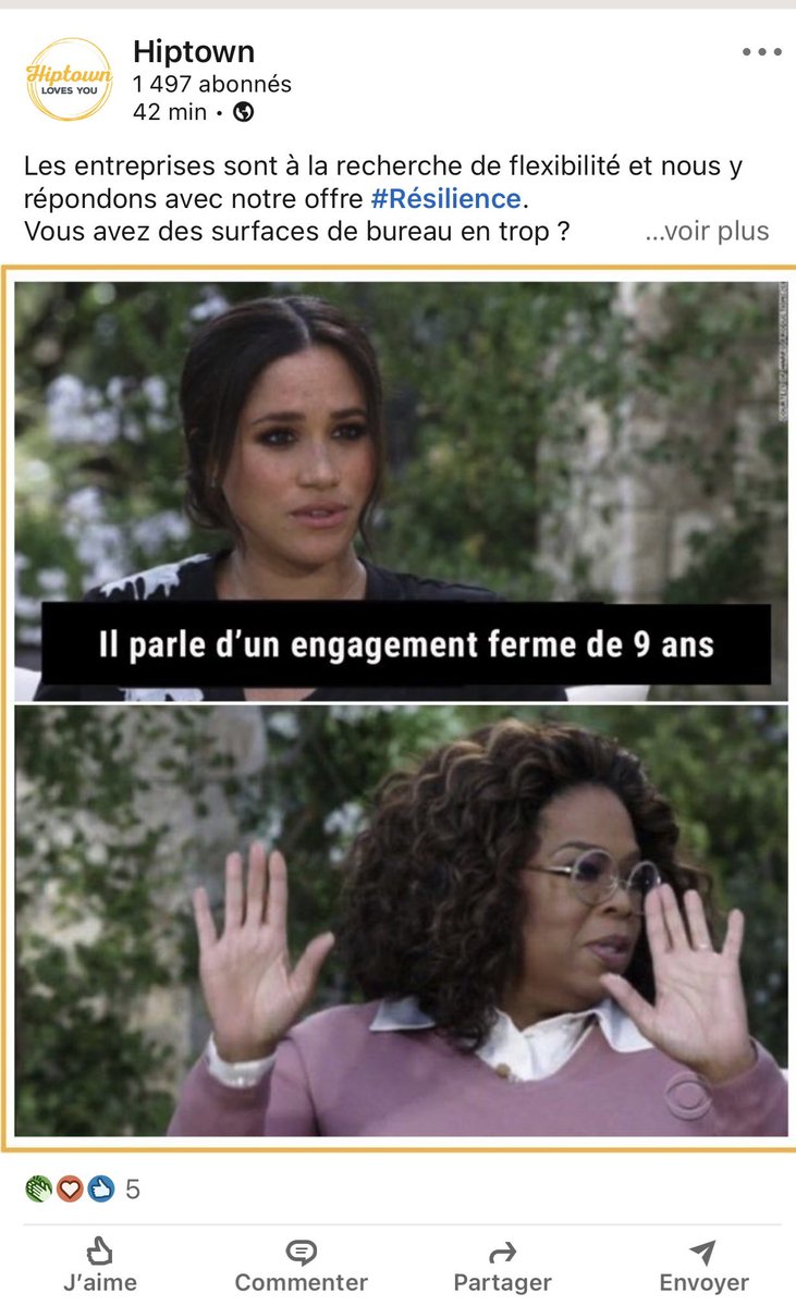 On a pas pu résister sur <a href="/LinkedInFrance/">LinkedIn France</a> 🤷🏻‍♀️ #harrymeghan #OprahWinfrey #resilience Merci <a href="/LudovicCELERIER/">Ludovic Célérier</a>