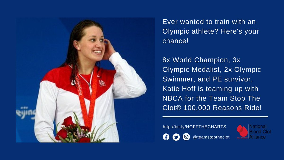 NBCA (@stoptheclot) on Twitter photo Ever wanted to train with an Olympic athlete? Here's your chance! 8x World Champion, 3x Olympic Medalist, 2x Olympic Swimmer, & PE survivor, Katie Hoff <a href="/khoff09/">Katie Hoff Anderson</a> is teaming up w/NBCA for the <a href="/TeamStopTheClot/">NBCA Sports & Wellness Institute</a> 100,000 Reasons Ride! Join Team HOFF THE CHARTS: bit.ly/HOFFTHECHARTS Ever wanted to train with an Olympic athlete? Here's your chance! 8x World Champion, 3x Olympic Medalist, 2x Olympic Swimmer, & PE survivor, Katie Hoff <a href="/khoff09/">Katie Hoff Anderson</a> is teaming up w/NBCA for the <a href="/TeamStopTheClot/">NBCA Sports & Wellness Institute</a> 100,000 Reasons Ride! Join Team HOFF THE CHARTS: bit.ly/HOFFTHECHARTS