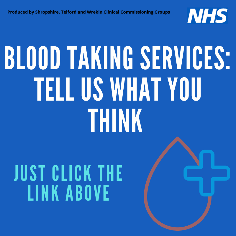 shsurgery's tweet photo. Important information: @ShropsCCG and @telfordccg have launched a survey on the blood taking (phlebotomy) services in Shropshire, Telford and Wrekin. 

Please take a few minutes to tell us about your experience:  https://t.co/k99NRrlsxj

Read more here: https://t.co/KlHJYxwkNx https://t.co/ndA858y78x